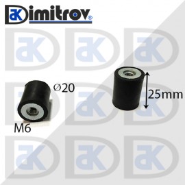 Антивибрационен тампон М 6 х Ø 20 х 25 mm Антивибрационен тампон М 6 х Ø 20 х 25 mm